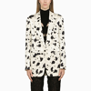 DRIES VAN NOTEN PRINTED ECRU SINGLE-BREASTED BLAZER