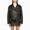 SPORTMAX OVERSIZED BROWN LEATHER JACKET