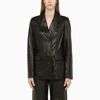 Loulou Studio Stovset Single-breasted Blazer In Black Leather In Black