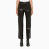 AGOLDE STRAIGHT BLACK TROUSERS IN RECYCLED LEATHER,A1641285/L_AGOLD-DETOX_311-29