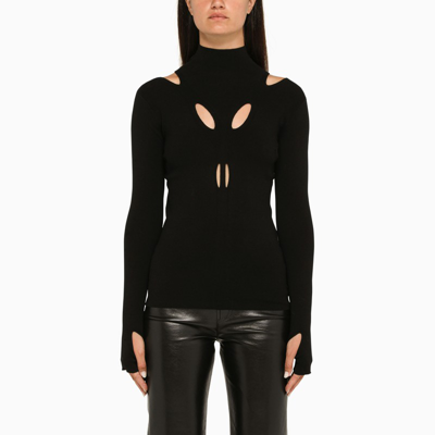 Dion Lee Black Wool Turtleneck With Cut-out Details