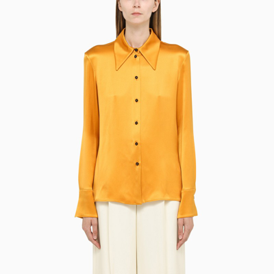 Jil Sander Point-collar Silk Shirt In Giallo