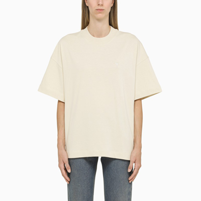 Ami Alexandre Mattiussi Ivory Ami De Coeur Oversized T-shirt In White