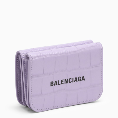 Balenciaga Cash Mini Wallet In Lilac Leather In Purple