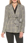 ALEXIA ADMOR OLYA PLAID BELTED BLAZER