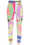 Versace Ventagli Print Technical Fabric Leggings In Purple,gold