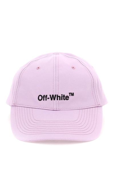 Off-white Helvetica Logo-embroidered Cotton Cap In Purple