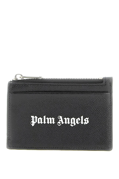Palm Angels Leather Cardholder With Logo In Black
