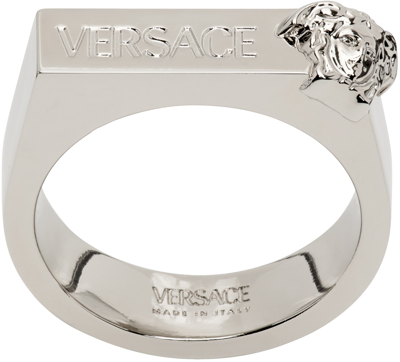 Versace Silver Medusa Ring In Palladium