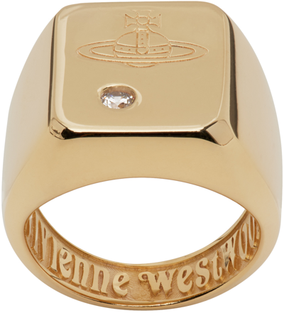 Vivienne Westwood Gold Carlos Ring In R102 Gold/white