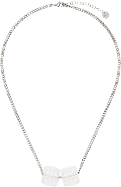 Mm6 Maison Margiela Transparent Dice Curb Necklace In Silver