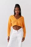 Bdg Valeria Cropped V-neck Sweater In Orange