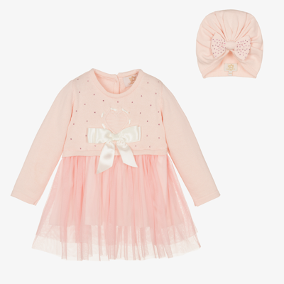 Caramelo Kids' Girls Pink Knitted Dress Set