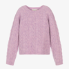 Bonpoint Kids Purple Brett Cable Knit Sweater In Purple