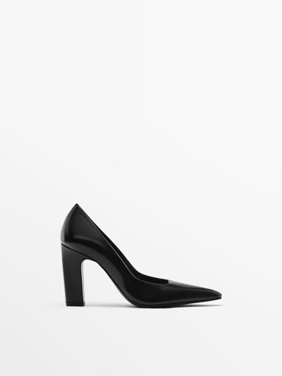 Massimo Dutti Limited Edition Leather Heels In Black