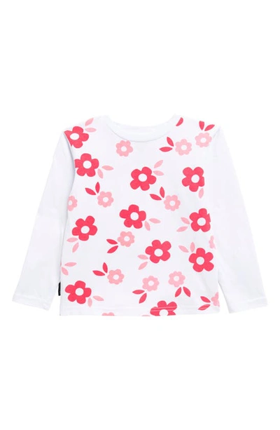 Dot Australia Kids' Floral Print Long Sleeve Cotton T-shirt In White