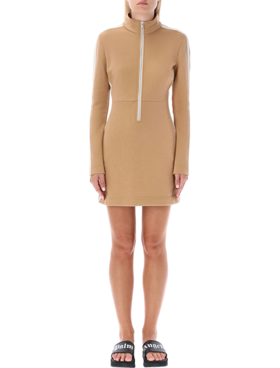 Palm Angels Long Sleeve Half Zip Cotton Blend Track Dress In Default Title