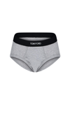 Tom Ford Logo-waistband Briefs In Grey
