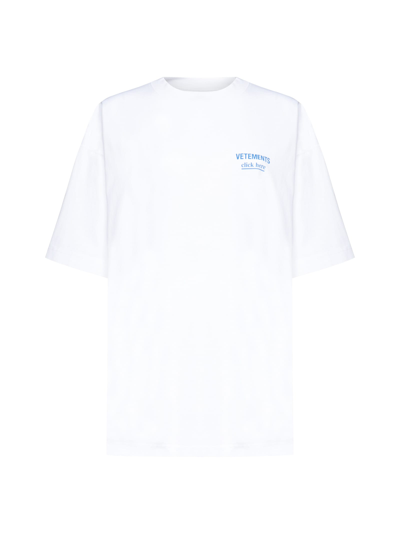 Vetements Click Here Cotton T-shirt In Bianco