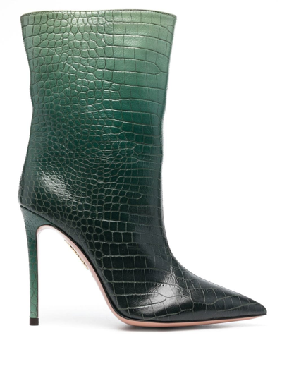 Aquazzura So Matignon 105mm Ankle Boots In Green