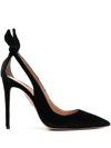 Aquazzura Bow Tie 105mm Leather Pumps In Black