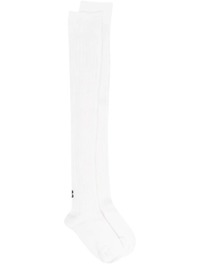 Miu Miu Logo-print Long Socks In White