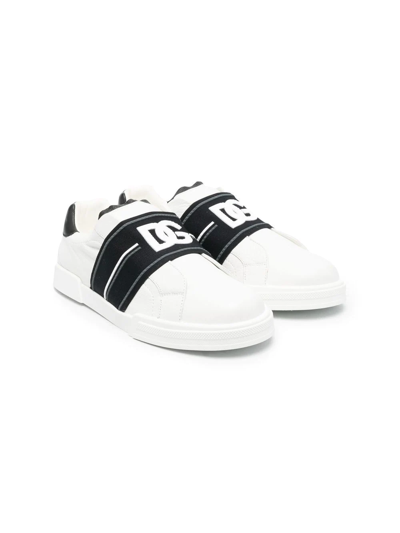 Dolce & Gabbana Kids' White Portofino Slip-on Leather Trainers