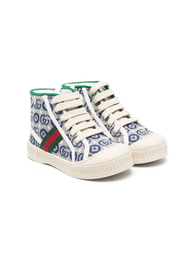 Gucci Kids' Gg Dots High-top Trainers In Multi