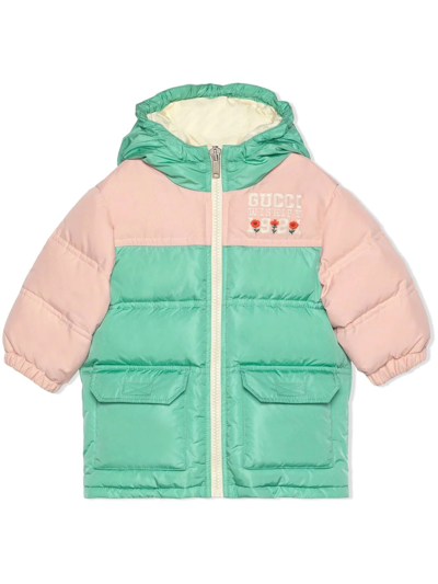Gucci Babies' Logo-embroidered Shell-down Jacket 18-36 Months In Malachite Green