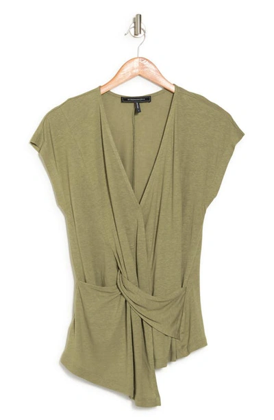 Bcbgeneration Linen Knot Front Top In Oil Green