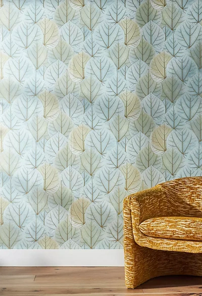 York Wallcoverings Leaf Concerto Wallpaper In Blue