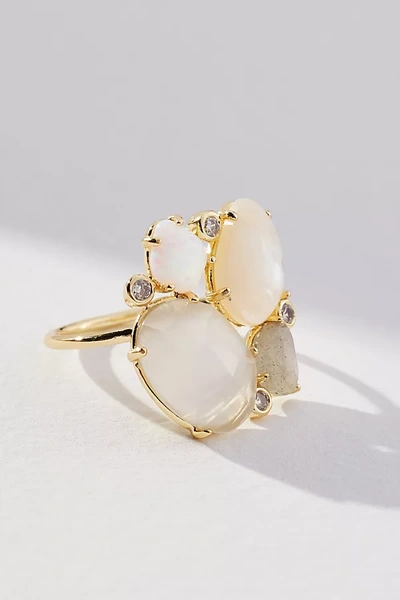 Anthropologie Stone Cluster Ring In White