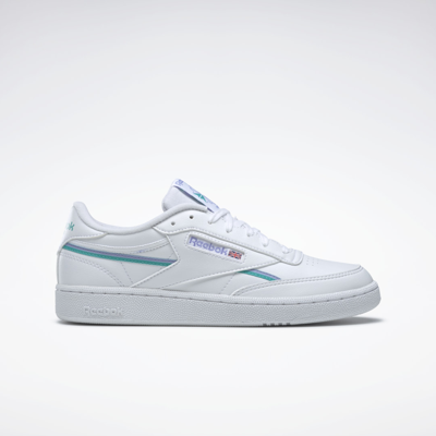 Reebok Club C 85 Vegan Shoes In Ftwr White/lilac Glow/classic Teal