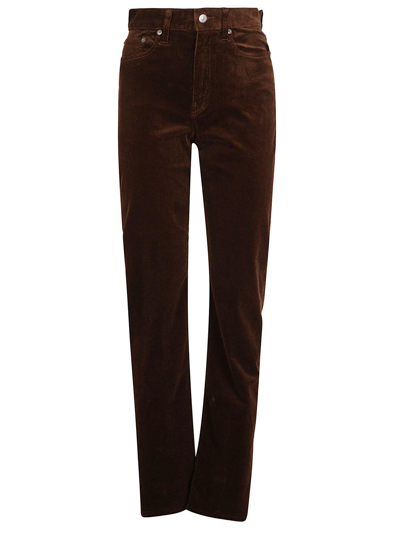 Ralph Lauren Button Detailed Straight Leg Trousers In American Brown