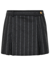 VERSACE ALLOVER LOGO PRINTED PLEATED MINI SKIRT