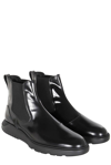 Hogan H600 Smooth Leather Ankle Boots In Black