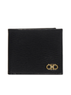 Ferragamo Gold-tone Logo Plaque Wallet In Black