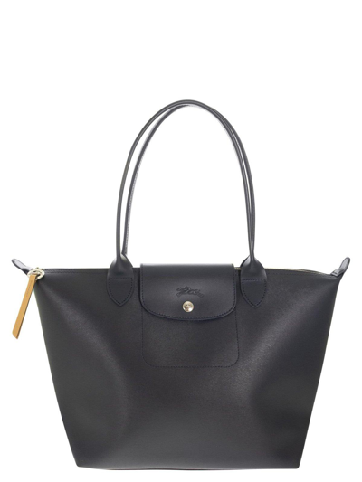 Longchamp Le Pliage Logo Embossed Small Tote Bag In Navy