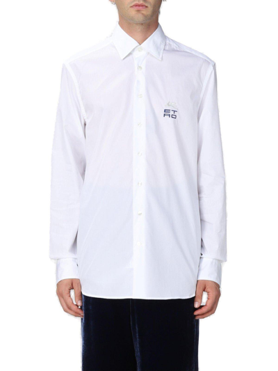 Etro Logo-embroidered Cotton Shirt In White