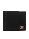 Ferragamo Gold-tone Logo Plaque Wallet In Black