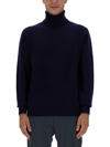 Brunello Cucinelli Knit Turtleneck Sweater Ribbed Cuffs In Blue