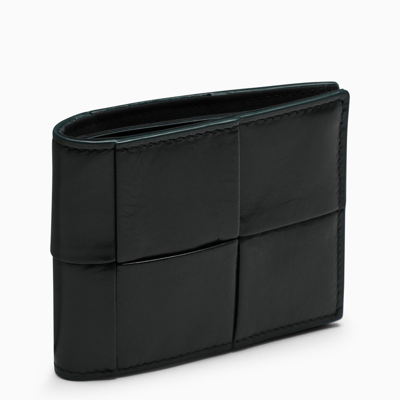 Bottega Veneta Teal Woven Bi-fold Wallet