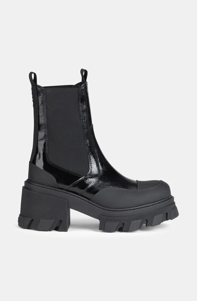 Ganni Cleated Mid Chelsea Boots In Black