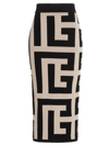 Balmain Monogram Pattern Knitted Midi Skirt In Black