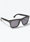 Tom Ford Men's Buckley-02 Square Acetate Sunglasses In Black/grey