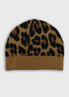 Portolano Leopard-print Knit Cashmere Beanie Hat In Brown Pattern
