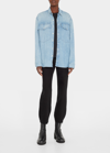 Mother The Double Flap Roomie Foxy Button-front Denim Shirt In Fly Above