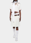 Miu Miu Logo-band Pleated Sable Midi Skirt In F0009 Bianco