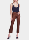 L Agence Kendra Coated High Waist Crop Flare Jeans In Nubuck Coa