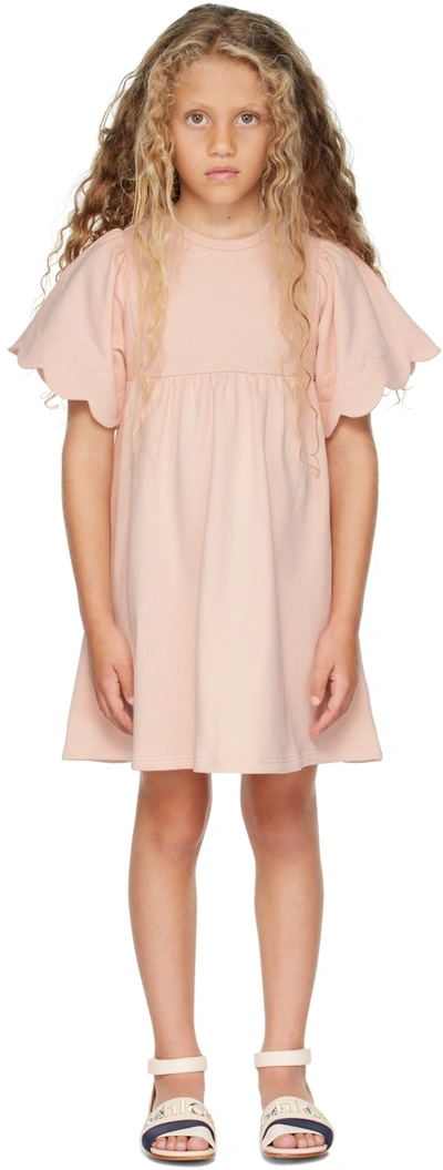Chloé Kids Pink Quilted Dress In 45k Pink
